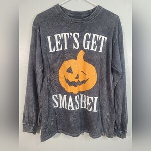 Spirit Halloween Pumpkin T-Shirt Adult// Unisex Medium Long Sleeve Tee Shirt Top